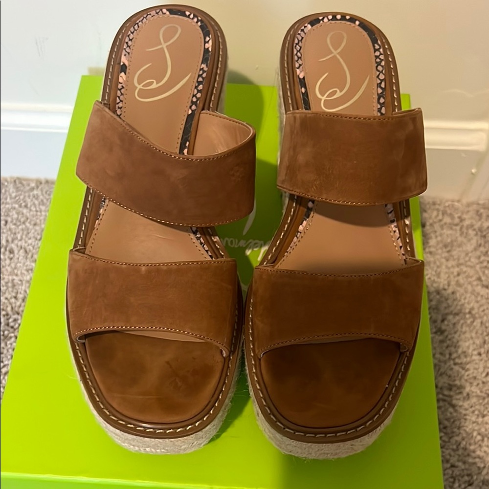 Sam Edelman Brown Platform Sandals with Double Strap